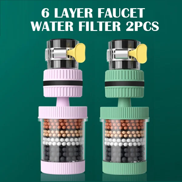 (2 পিস) 6 লেয়ার ফসেট ওয়াটার ফিল্টার 360 Degree Rotation